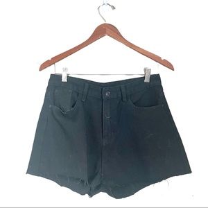 SheIn Denim Cutoff Shorts Black Size Large High Rise Raw Hems Neutral Edgy